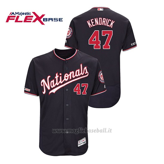 Maglia Baseball Uomo Washington Nationals Howie Kendrick 150th Aniversario Patch Autentico Flex Base Blu
